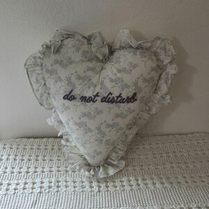 Stylehouse Do Not Disturb Purple Floral Embroidered Ruffled Heart Pillow